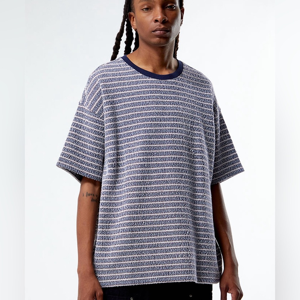 Men's Blue Striped Terry T-Shirt